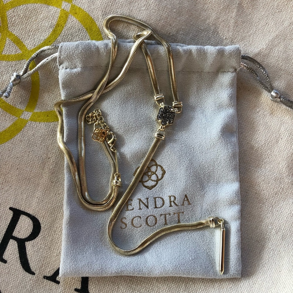 Kendra Scott Lariat Platinum Drusy Necklace